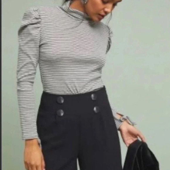 Anthropologie Black Women’s Sail Away High Rise Button Flowy Shorts Sz 0 - Picture 2 of 9